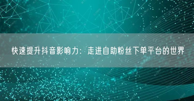 快速提升抖音影响力：走进自助粉丝下单平台的世界
